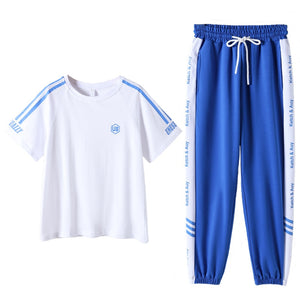 Summer new fashion 2021 high quality trend leisure suit large size slim sports women's two piece set