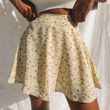 Load image into Gallery viewer, Summer new women's floral print skirt high waist umbrella mini skirt Female invisible zipper chiffon print short skirt women