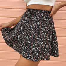Load image into Gallery viewer, Summer new women's floral print skirt high waist umbrella mini skirt Female invisible zipper chiffon print short skirt women