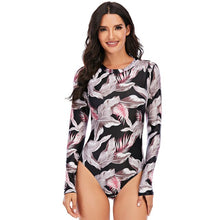 Load image into Gallery viewer, Surfing Swimsuits Zipper One Piece Swimsuit Female Long Sleeve Swimwear Women Printed Bathing Suits Beach Wear Swimming Suit XXL