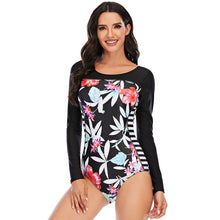 Load image into Gallery viewer, Surfing Swimsuits Zipper One Piece Swimsuit Female Long Sleeve Swimwear Women Printed Bathing Suits Beach Wear Swimming Suit XXL