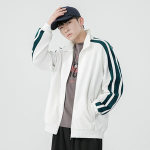 Sweater Men&#39;s Spring and Autumn Solid Color Coat Trend Hong Kong Style Casual Sports Zipper Stand Collar Couple Put on Clothes