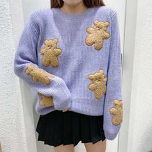 Load image into Gallery viewer, Sweater Women Autumn Clothing 2021 Cartoon Bear Blouse Loose Knit Pullover Sweet Knit Sweater Top Women Winter Knitted Pullover
