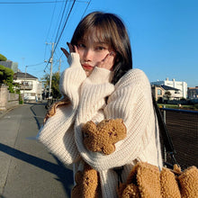 Load image into Gallery viewer, Sweater Women Autumn Clothing 2021 Cartoon Bear Blouse Loose Knit Pullover Sweet Knit Sweater Top Women Winter Knitted Pullover