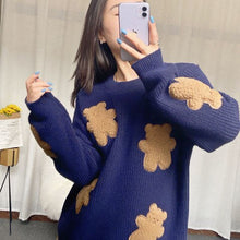 Load image into Gallery viewer, Sweater Women Autumn Clothing 2021 Cartoon Bear Blouse Loose Knit Pullover Sweet Knit Sweater Top Women Winter Knitted Pullover