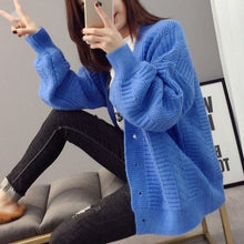 Load image into Gallery viewer, Sweater cardigan jacket female loose Korean student spring and autumn 2021 new sweater trend round button net red hot sale old K