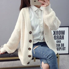 Load image into Gallery viewer, Sweater cardigan jacket female loose Korean student spring and autumn 2021 new sweater trend round button net red hot sale old K