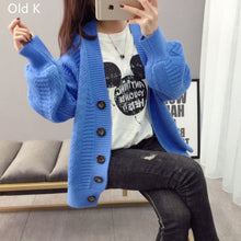 Load image into Gallery viewer, Sweater cardigan jacket female loose Korean student spring and autumn 2021 new sweater trend round button net red hot sale old K