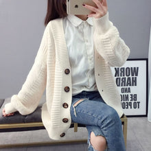 Load image into Gallery viewer, Sweater cardigan jacket female loose Korean student spring and autumn 2021 new sweater trend round button net red hot sale old K