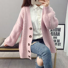 Load image into Gallery viewer, Sweater cardigan jacket female loose Korean student spring and autumn 2021 new sweater trend round button net red hot sale old K