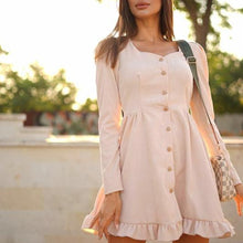 Load image into Gallery viewer, Sweet A-Line Ruffles Mini Dress Women Casual Square Collar Long Sleeve Solid Color Dresses 2021 Spring New Fashion Elegant Dress