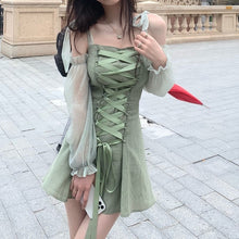 Load image into Gallery viewer, Sweet Elegant Dress Women Summer 2021 Bandage Sexy Casual Beach Party Mini Dresses Slim Puff Sleeve Slim Korean Fashion Sundress