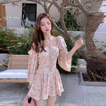 Load image into Gallery viewer, Sweet Floral Dress Women Elegant Chic Sexy Designer Party Mini Dress Female Casual Outdoor Beach Print Kawaii Dress Summer 2021