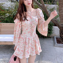 Load image into Gallery viewer, Sweet Floral Dress Women Elegant Chic Sexy Designer Party Mini Dress Female Casual Outdoor Beach Print Kawaii Dress Summer 2021