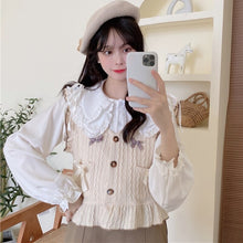 Load image into Gallery viewer, Sweet Fresh Peter Pan Collar Tops Long Sleeve Elegant Cute Lace Shirts Women Single Breasted Flower Blouses Spring Mori Girl