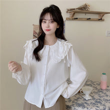 Load image into Gallery viewer, Sweet Fresh Peter Pan Collar Tops Long Sleeve Elegant Cute Lace Shirts Women Single Breasted Flower Blouses Spring Mori Girl