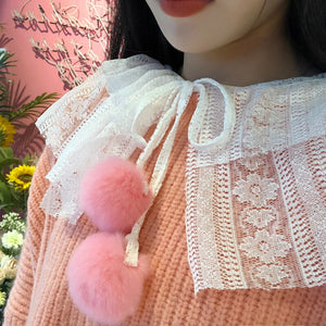 Sweet Hollow Out Tops Long Sleeve Mori Girl 2022 Sweet Peter Pan Collar Shirts for Women Lace Up Kawaii Blouses Fresh Spring