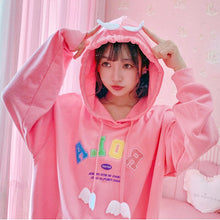 Load image into Gallery viewer, Sweet Kawaii Hoodies Spring Woman 2022 New Cute Pink Hoodie Casual Loose Pockets Letter Hooded Sweatshirt Fresh Mori Girls