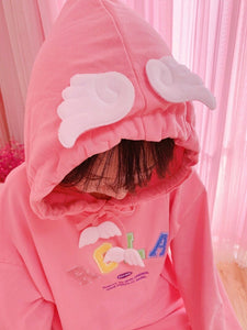 Sweet Kawaii Hoodies Spring Woman 2022 New Cute Pink Hoodie Casual Loose Pockets Letter Hooded Sweatshirt Fresh Mori Girls