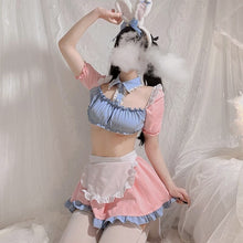 Load image into Gallery viewer, Sweet Kawaii Maid Cosplay Costume Temptation Cos Sexy Pajamas Lolita Women Lace Ruffles Bunny Girl with Apron Lovely Lingerie
