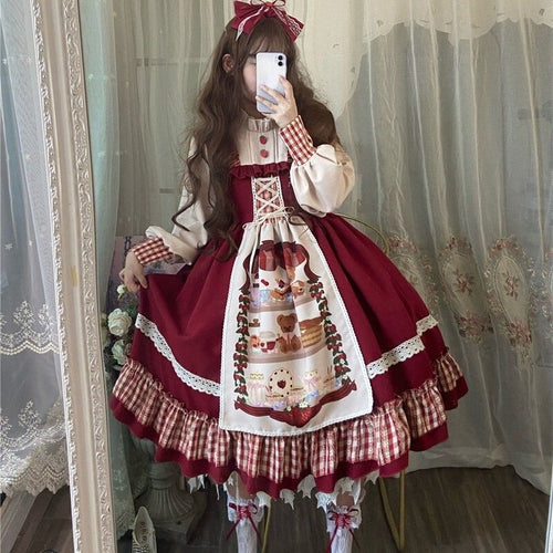 Sweet New Spring Lolita Dress for Woman 2022 Bandage Dresses Fresh Mori Girl Cosplay Costumes Party OP Dresses Kawaii