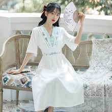 Load image into Gallery viewer, Sweet vintage Embroidered Dresses For Women 2021 Summer Improved Literary Retro Hanfu Ladies Short Sleeve Vestido