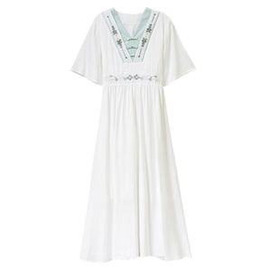 Sweet vintage Embroidered Dresses For Women 2021 Summer Improved Literary Retro Hanfu Ladies Short Sleeve Vestido