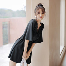 Load image into Gallery viewer, Swim Suit for Women One Piece Black Swimwear Short Sleeve Plus Size L-4XL Conservative Swimsuit Female Swim Dress Bathing Suit