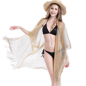 Swimsuit Cover Ups for Women Tassel Cardigans Crochet Beach Dress Open Front Kimono Kaftan
