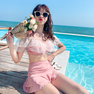 Swimwear Female Split Sexy Fairy Ins Conservative Cover Belly Thin And Small Chest Korean Students Bath Swimming Suit Bikini