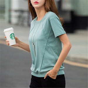 T Shirts Female Soft Cotton Casual Women Tops Shirts Summer T-Shirt Elastic 2020 Short Sleeve undershirt Ladies Tshirt harajuku