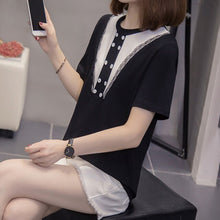 Load image into Gallery viewer, T shirt  Casual Loose short  Sleeve pink Ulzzang Girlfriends kawaii rainbow stripe t-Shirts White