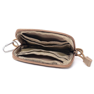 Tactical Mini Wallet Card Money Key Pack Waist Bag Nylon with Free Carabiner Camping Hiking Outdoor Waterproof Belt Small Pouch