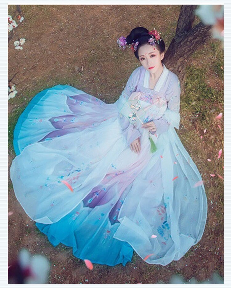 Tang Dynasty Ancient Costume Hanfu Dress Women Folk Dance Clothing Chi ...