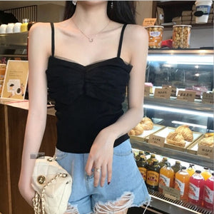 Tank Tops Women Summer Girls Lace Sweet Crop Tops Sexy Hot Erotic Breathable Spaghetti Strap Tank Tops Solf Womens Clothing