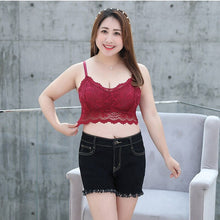 Load image into Gallery viewer, Tank Tops Women Summer Streetwear Crop Top Lace 3XL Big Size Deep V Lace Sexy Bra Top Breathable Nightwerar Crop Top T Shirt