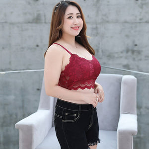 Tank Tops Women Summer Streetwear Crop Top Lace 3XL Big Size Deep V Lace Sexy Bra Top Breathable Nightwerar Crop Top T Shirt