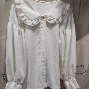 Teen Girls Uniform Shirts White for Women 2022 Sweet Fungus Tops Long Sleeve Single Breasted JK Blouses Spring Japanese