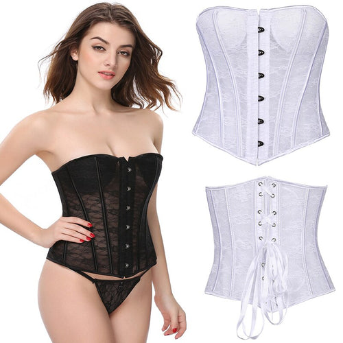 Temperament And Interest Clothing Steel Boned Underbust Corset Black Zipper Lace Corset Strapless Wedding Dress Bride Cosplay