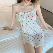Load image into Gallery viewer, Temperament Floral Suspender Nightdress Female Spring And Summer New Dress Girl Soft Girl Strap Sexy A-line Skirt Sleepwear Wome