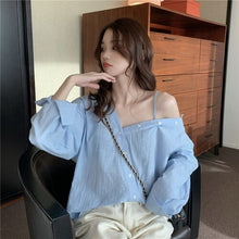 Load image into Gallery viewer, Temperament Long Sleeve Blouse Loose Vintage Single-breasted Halter Women Tops Blusas Mujer De Moda 2021 Verano
