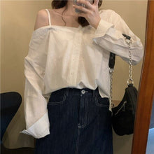 Load image into Gallery viewer, Temperament Long Sleeve Blouse Loose Vintage Single-breasted Halter Women Tops Blusas Mujer De Moda 2021 Verano