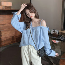 Load image into Gallery viewer, Temperament Long Sleeve Blouse Loose Vintage Single-breasted Halter Women Tops Blusas Mujer De Moda 2021 Verano