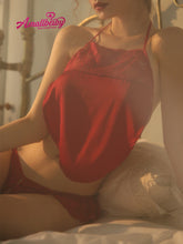 Load image into Gallery viewer, Temptation Women Lingerie Set Brassiere Shorts Satin Pajamas Sets Kawaii Pajamas Chinese Bellyband Underwear Silk Sleepwear Set