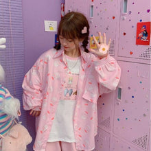 Load image into Gallery viewer, The New Summer 2021 Kawaii Blouse Women  Long Sleeve Cute Top Loose Women Shirts Korean Style Fashion Print Button Up Shirt Kpop