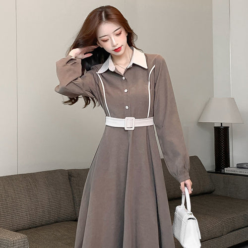 Thickened Dress Early Spring and Autumn 2021 New Shirt Skirt Light Luxury Noble High-end Temperament Dress Long Sleeve Dress