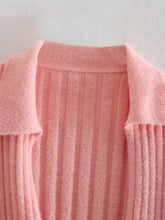 Load image into Gallery viewer, Thorn Tree Women Knitted Cardigan Sweaters Tie-up Solid Color Long Sleeve Turn-down Collar Crop Tops 2021 Autumn Winter Sweaters