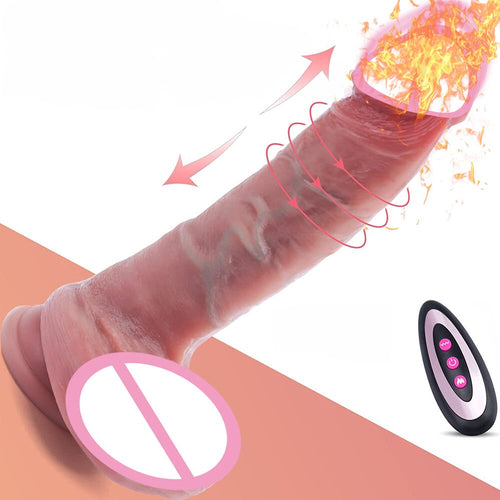Thrusting Realistic Dildo Vibrator Heating Vibrators Feels Like Skin Suction Cup Penis Remote Control Adult Sex Toys  for Women