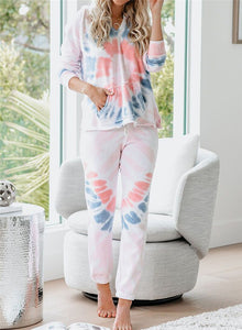 Tie Dye Tracksuit Women Two Piece Set Spring Autumn Clothes 3D Printed Hooded Sweatshirt and Pants Suit Lounge Wear Women's Sets