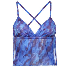 Load image into Gallery viewer, Tie Dye Wave Tank Tops for Women Cute Sweet Blue Crop Girls Gauze Sexy Backless Bandage Crop Tops Females Korean Tank Top